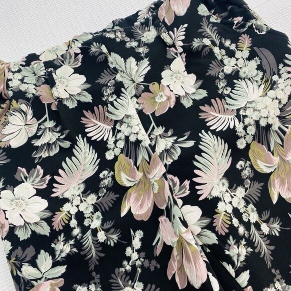 One by Chapter One Women's Small Green Pink Floral Straight Leg Dress Pants